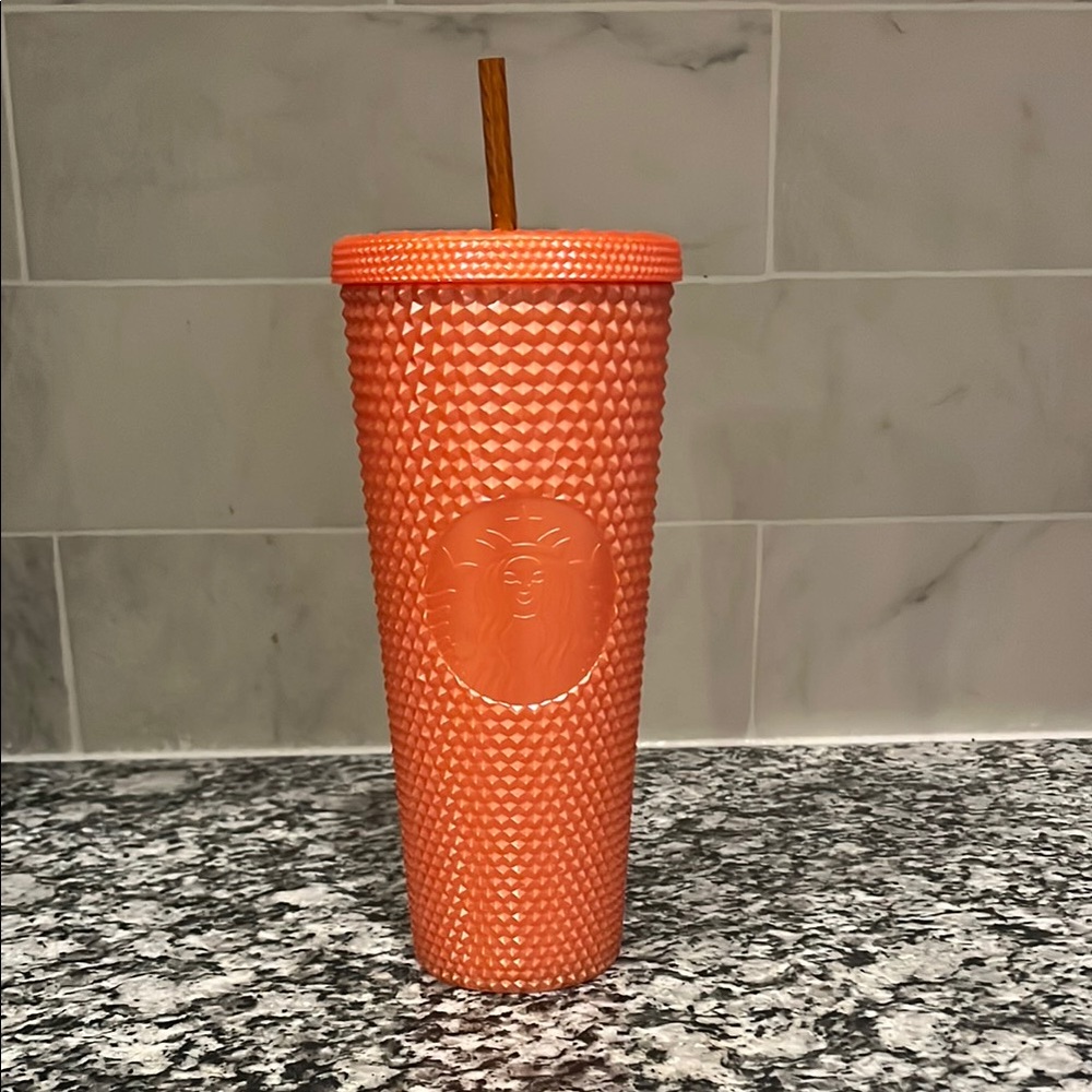 NWT Starbucks Studded Tumbler Cold Cup Orange 24 oz